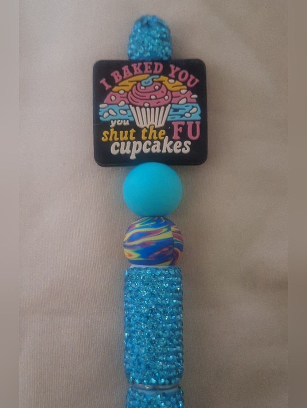 I Baked You STFU Cupcakes Blue Bling Black Ink Pen NWOT
